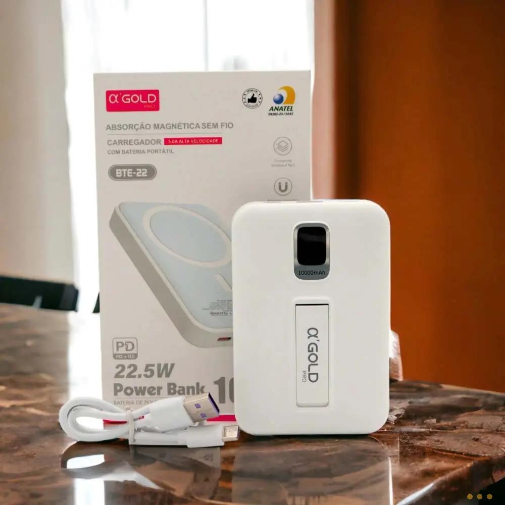 Carregador Portátil Power Bank Sem Fio AGold 22.5W 10000Mah - BTE-22 Truedata