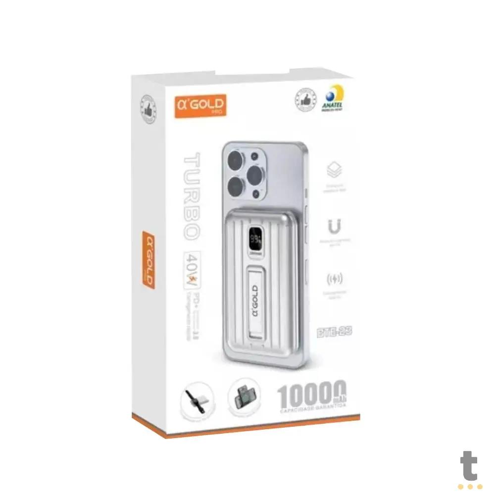 Carregador Portátil Power Bank Sem Fio AGold Turbo 40W 10000Mah - BTE-23 Truedata