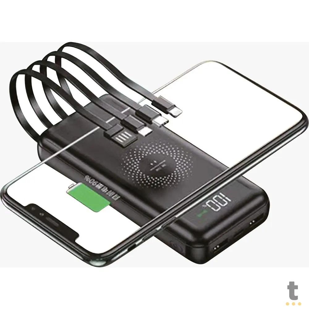 Carregador Portátil Wireless 10000mAh Gold Power Bank Tipo C / Micro Usb / Lightning Iphone 3.1A - BTE-17 Truedata