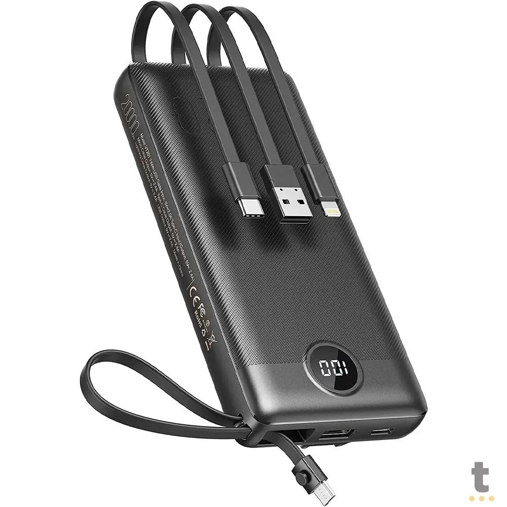 Carregador Portátil Wireless 10000mAh Gold Power Bank Tipo C / Micro Usb / Lightning Iphone 3.1A - BTE-17 Truedata