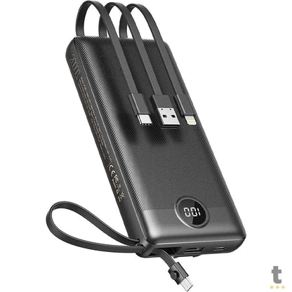 Carregador Portátil Wireless 10000mAh Gold Power Bank Tipo C / Micro Usb / Lightning Iphone 3.1A - BTE-17 Truedata