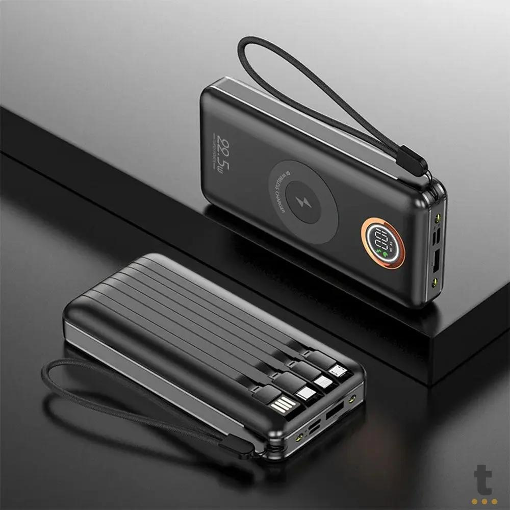 Carregador Portátil Wireless 10000mAh Gold Power Bank Tipo C / Micro Usb / Lightning Iphone 3.1A - BTE-17 Truedata