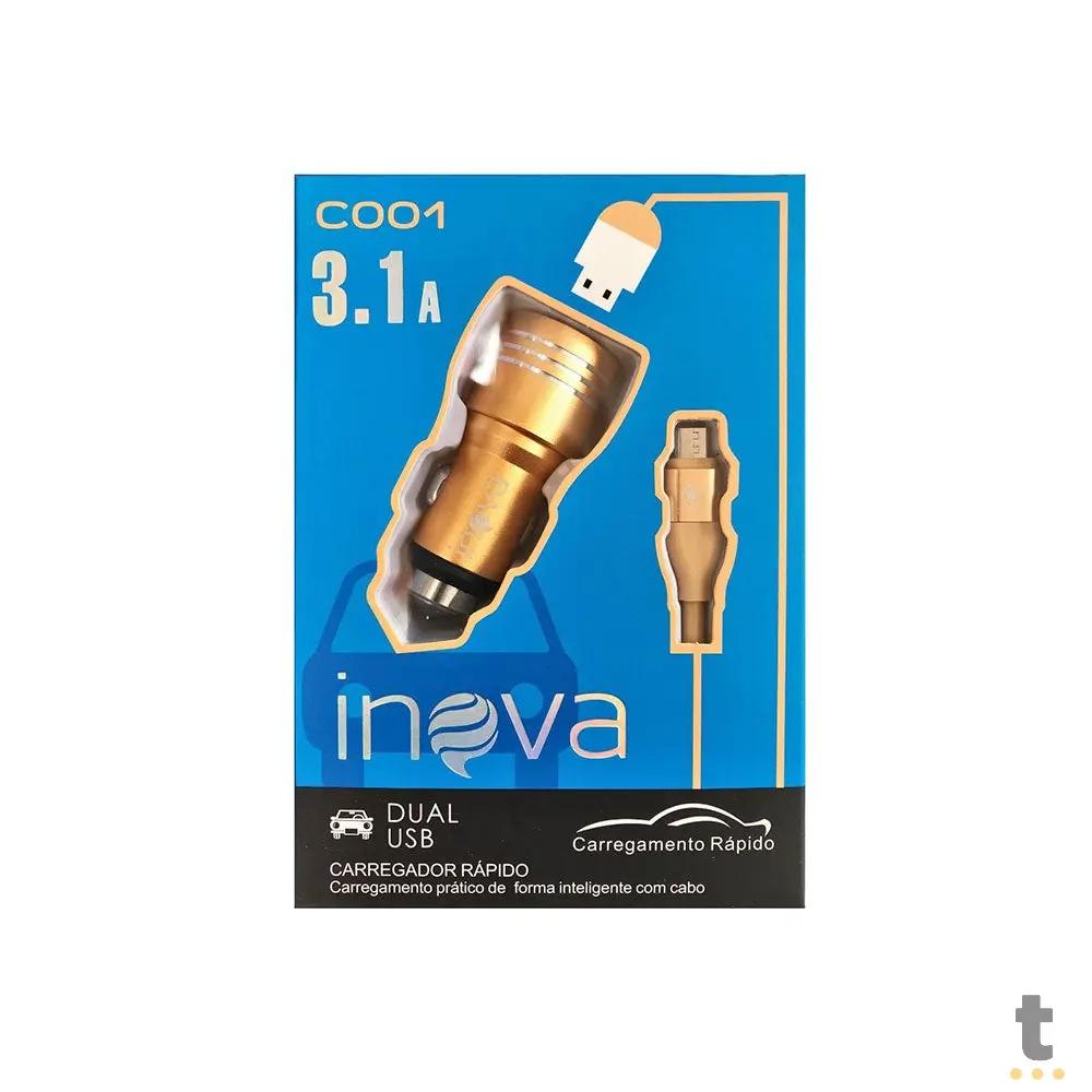 Carregador Rapido Veicular 2 Usb Inova Metalico 3.4A Truedata