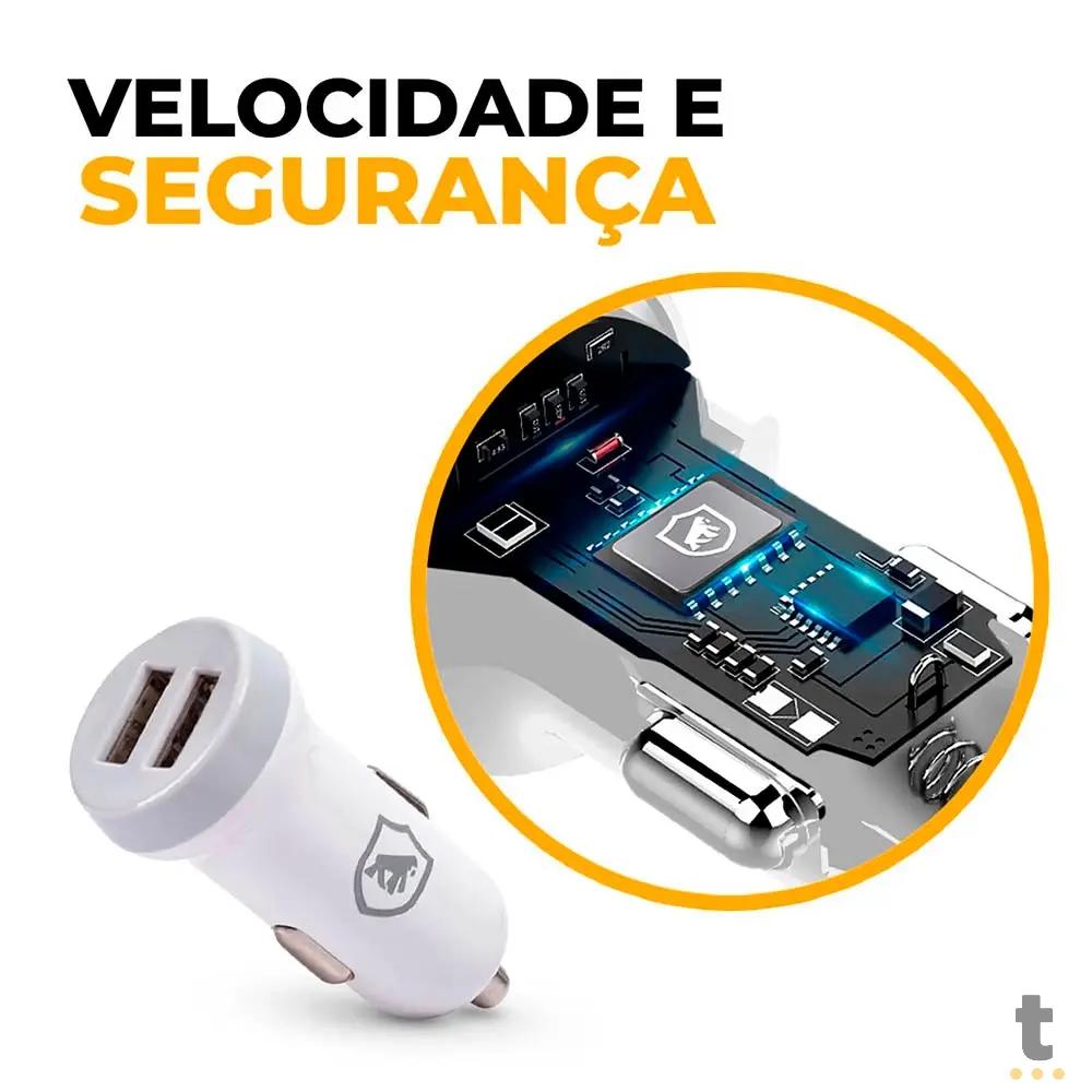 Carregador Veicular Flex 2 USB Branco GShield 5V 3.4A - GS-3238 Truedata