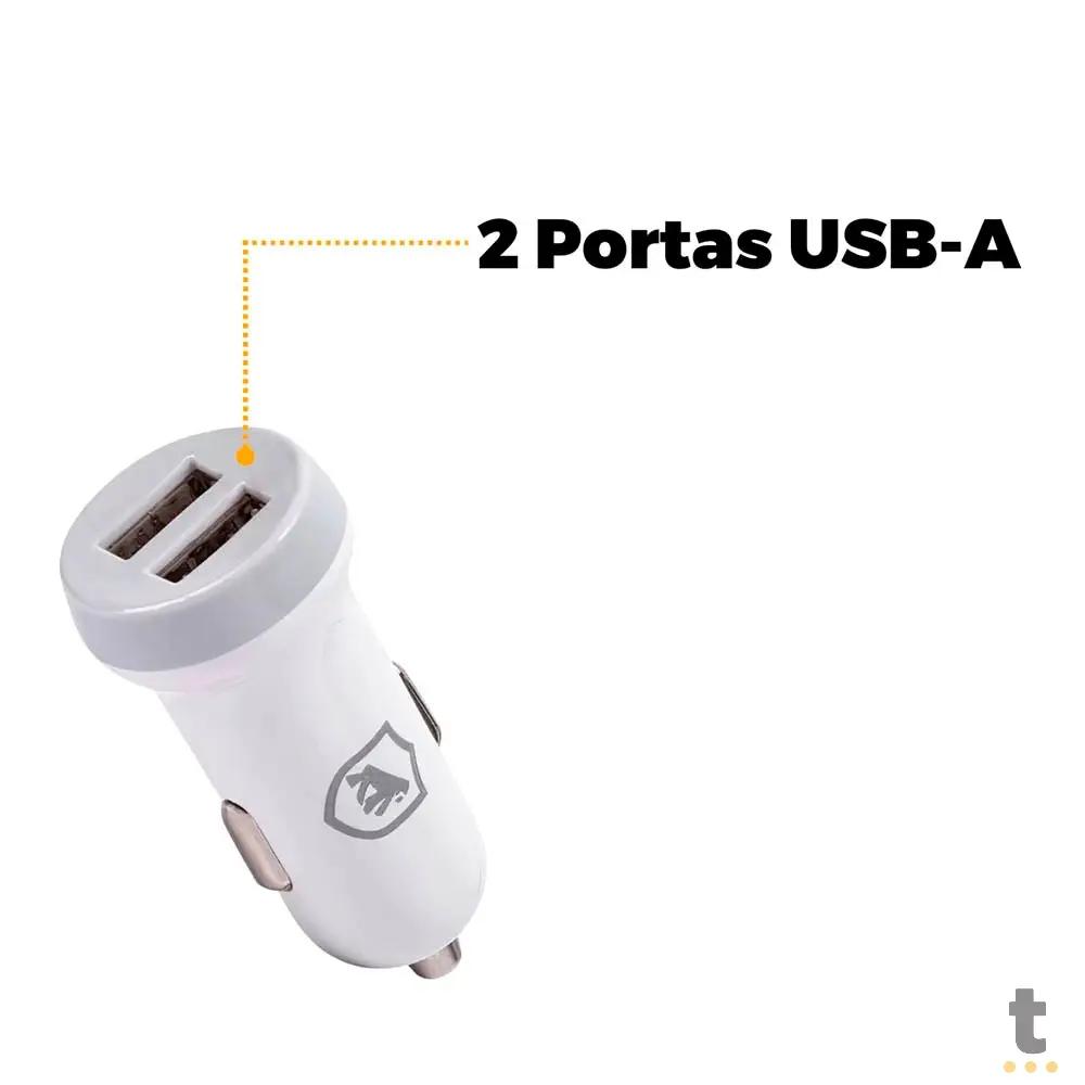 Carregador Veicular Flex 2 USB Branco GShield 5V 3.4A - GS-3238 Truedata