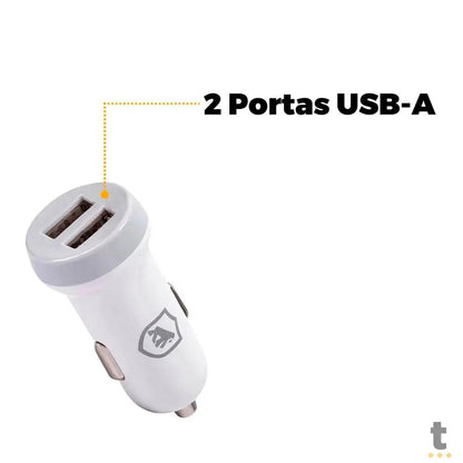 Carregador Veicular Flex 2 USB Branco GShield 5V 3.4A - GS-3238 Truedata