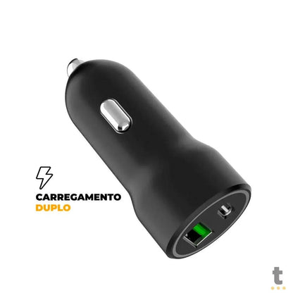 Carregador Veicular Turbo Armor USB / USB Tipo C GShield Preto Quick Charge 3.0 - GS-6930 Truedata