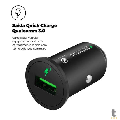 Carregador Veicular Turbo One USB GShield Preto Quick Charge 3.0 - Z2XJXC7UL Truedata