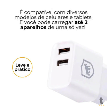 Carregador de Parede 2 Usb Flex GShield 12W - GS-3237 Truedata