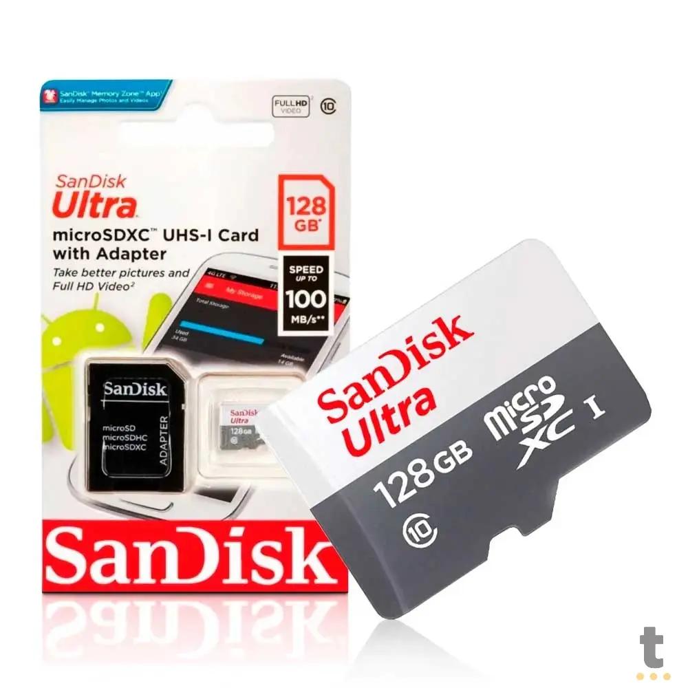 Cartão De Memória 128gb Micro Sd Card Cl10 Sandisk Ultra - Sdsqunr-128g-gn3ma Truedata