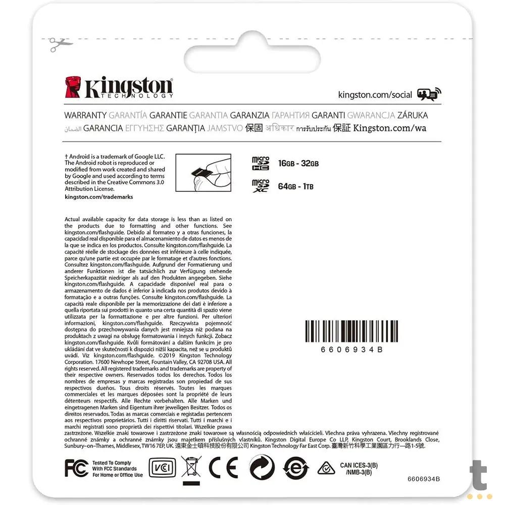 Cartão De Memória 256gb Micro Sd Card Kingston Cl 10 - SDCS2/256GB Truedata