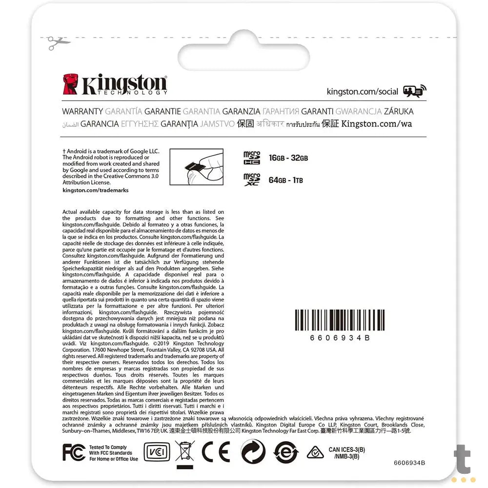 Cartão De Memória 256gb Micro Sd Card Kingston Cl 10 - SDCS2/256GB Truedata