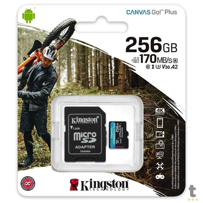 Cartão De Memória 256gb Micro Sd Card Kingston SD XC 4K - SDCG3/256GB Truedata