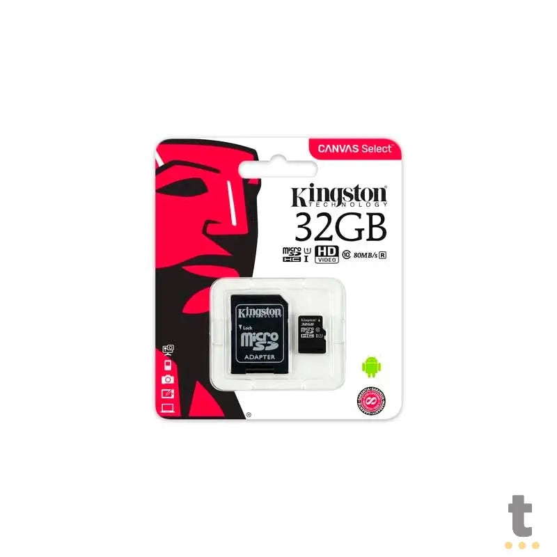 Cartão De Memória 32gb Micro Sd Card Kingston Cl10 - SDCS2/32GB Truedata