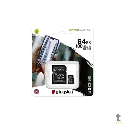 Cartão De Memória 64gb Micro Sd Card Kingston Canvas Select Plus Cl 10 - SDCS364GB Truedata
