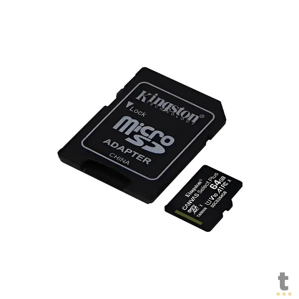 Cartão De Memória 64gb Micro Sd Card Kingston Canvas Select Plus Cl 10 - SDCS364GB Truedata