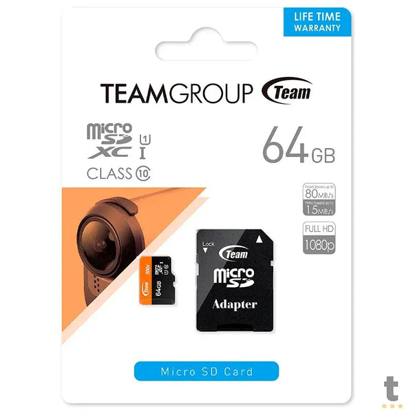 Cartão De Memória 64gb Micro Sd Card TeamGroup Cl10 - TUSDX64GUHS03