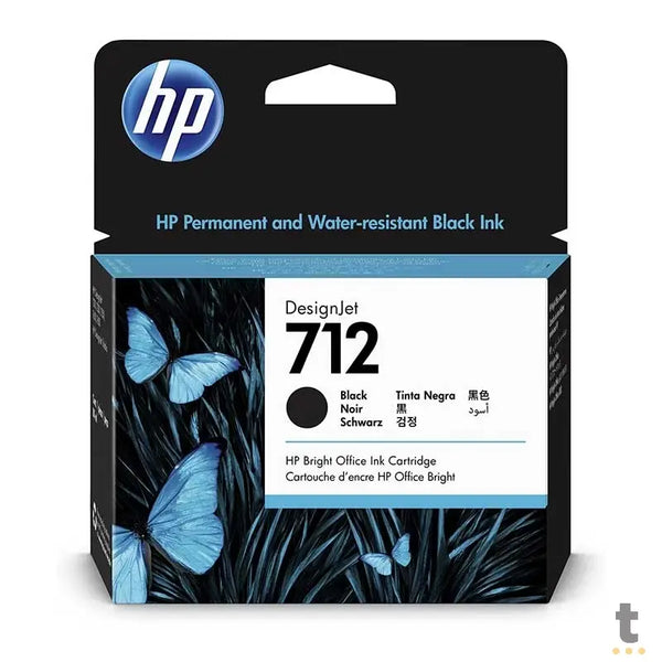 Cartucho de Tinta HP 712 Preto P/ Plotter T250 80Ml - 3ED71A