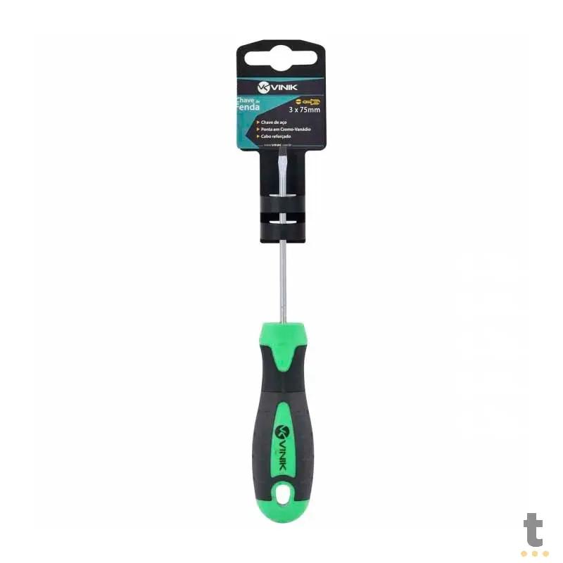 Chave de Fenda 3 X 75 MM - 1/8 X 3 Pol Em Aço Cromo Vanadio Cabo Ergonômico - 26154 Truedata