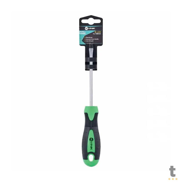 Chave de Fenda 5 X 100 MM - 3/16 X 4 Pol Em Aço Cromo Vanadio Cabo Ergonômico - 26152