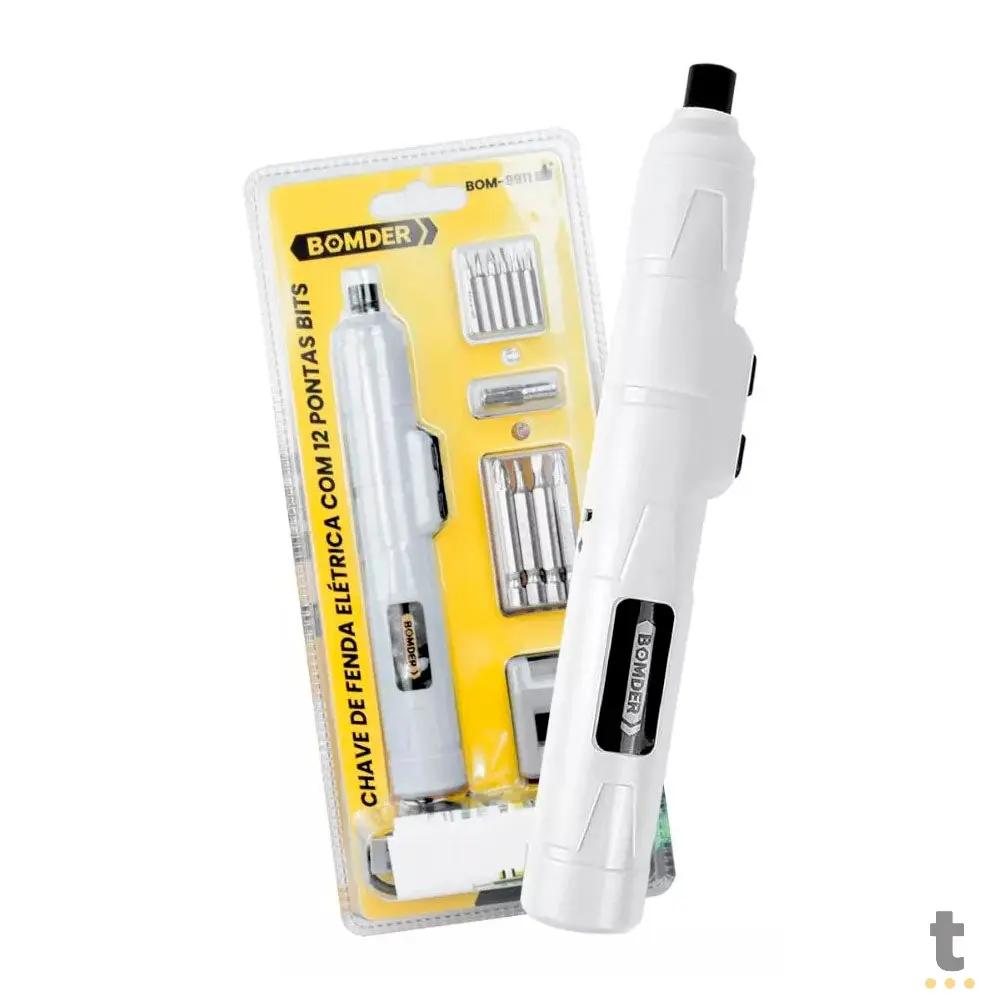 Chave de Fenda Elétrica Sem Fio Bomder 250Rpm 1300Mah C/ 12 Ponteiras - BOM-9911 Truedata