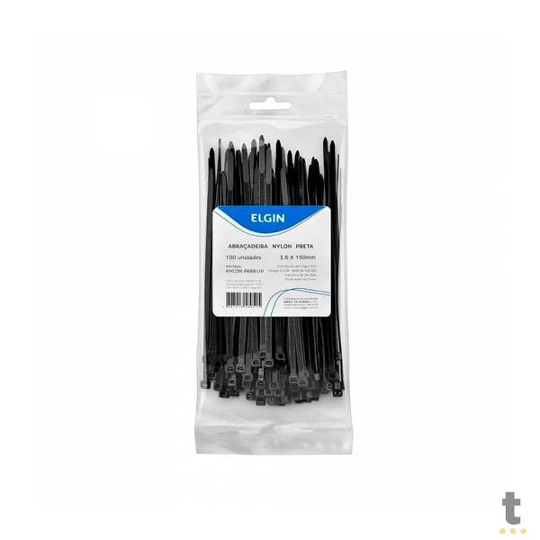 Cinta Abraçadeira em Nylon PA66 3.8X150 mm Pacote com 100 UN Preta - 35359