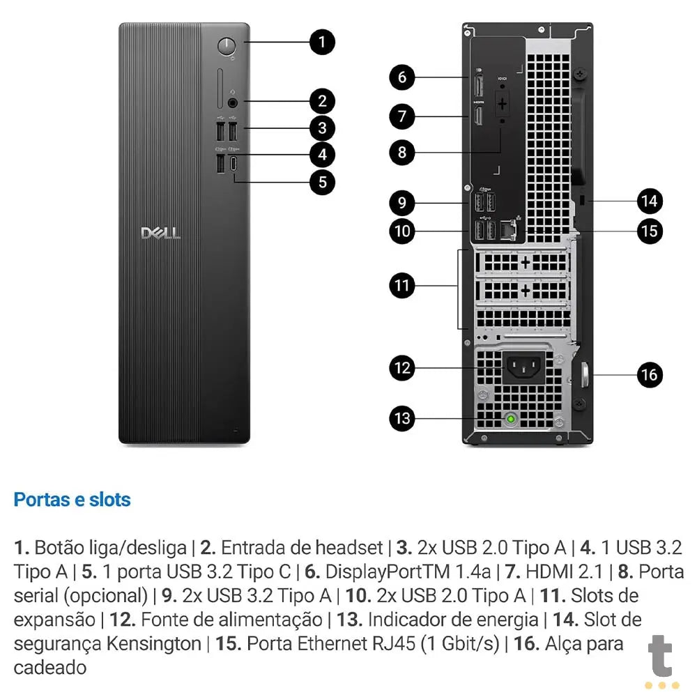 Computador Dell ECS1250 SFF Intel I5-14400 8Gb 512Gb Ssd W11 Home Truedata