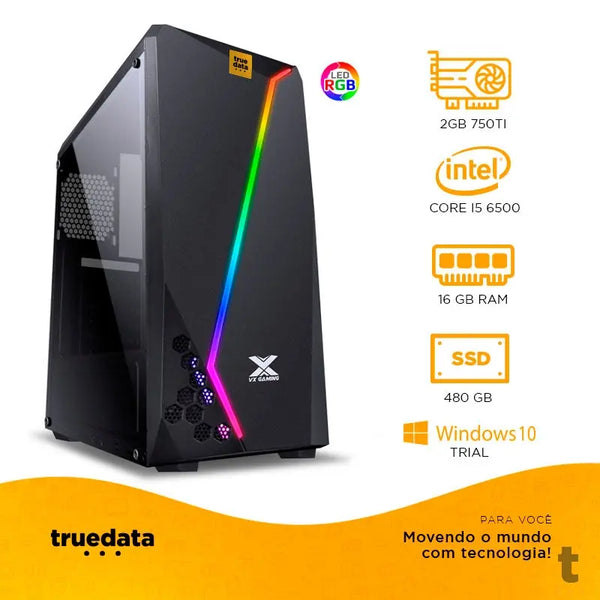 Computador Gamer Truedata 5000 Intel I5-6500 3.2Ghz 16gb Ssd 480gb Pl Video 750Ti 2Gb Fonte 500w - 161385