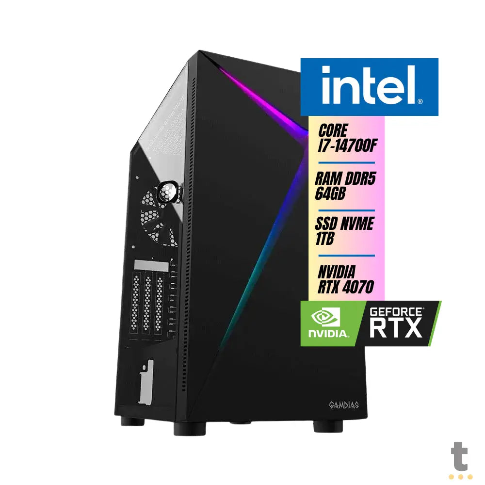 Computador Gamer Truedata Intel Core i7-14700f 3.4Ghz 64gb DDR5 Ssd 1Tb Nvme Pl Video RTX4070 12Gb Fonte 1000w Truedata