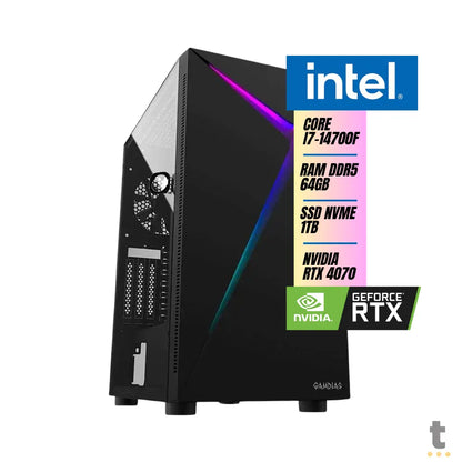 Computador Gamer Truedata Intel Core i7-14700f 3.4Ghz 64gb DDR5 Ssd 1Tb Nvme Pl Video RTX4070 12Gb Fonte 1000w Truedata
