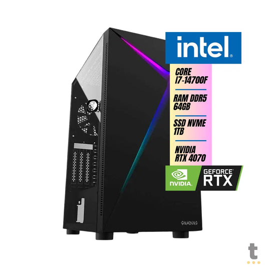 Computador Gamer Truedata Intel Core i7-14700f 3.4Ghz 64gb DDR5 Ssd 1Tb Nvme Pl Video RTX4070 12Gb Fonte 1000w Truedata