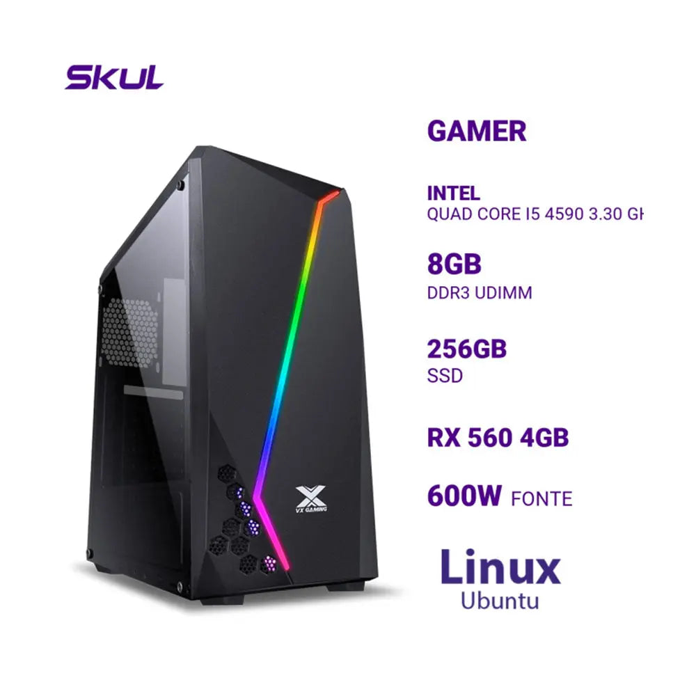 Computador Gamer Truedata Skul 5000 Intel Core I5-4590 8gb Ssd 256gb RX 560 4Gb Fonte 600W - 195476 Truedata