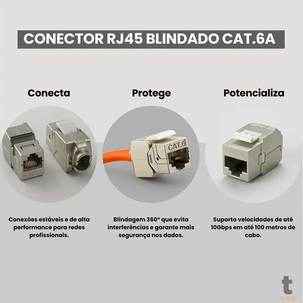 Conector Femea Keystone Rj45 Cat6 Blindado Truedata