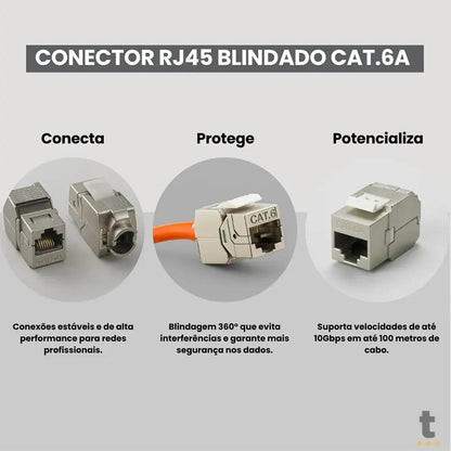 Conector Femea Keystone Rj45 Cat6 Blindado Truedata