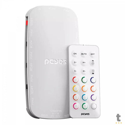 Controlador de Fans PCYes Light Core C/ Controle Remoto 9 Portas PWM + ARGB Branco - PELC9PGBR Truedata