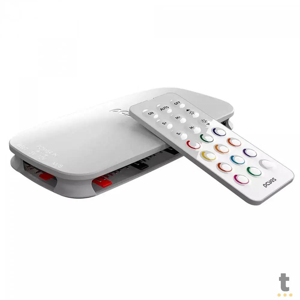 Controlador de Fans PCYes Light Core C/ Controle Remoto 9 Portas PWM + ARGB Branco - PELC9PGBR Truedata