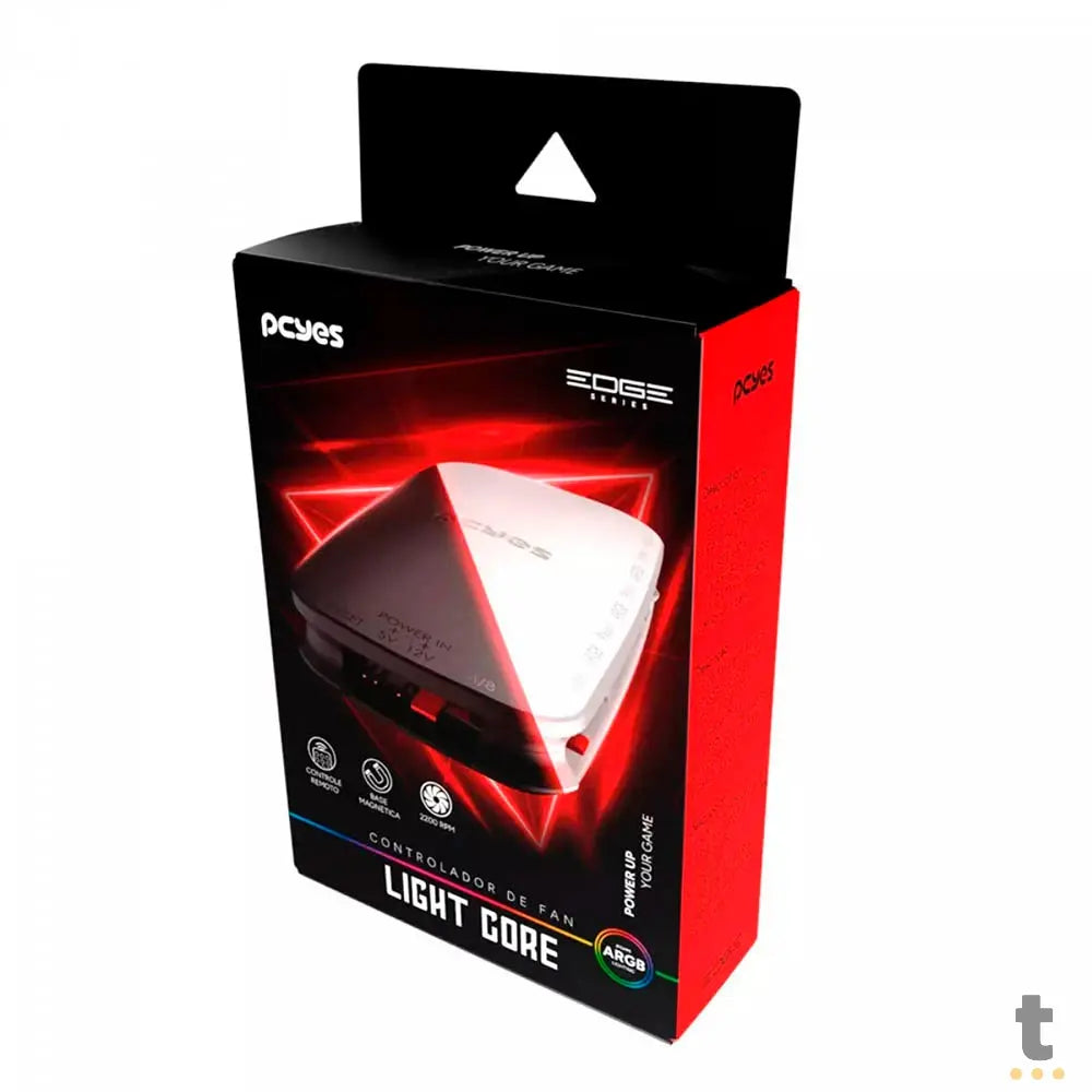 Controlador de Fans PCYes Light Core C/ Controle Remoto 9 Portas PWM + ARGB Branco - PELC9PGBR Truedata