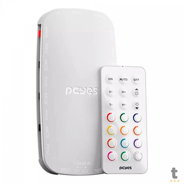 Controlador de Fans PCYes Light Core C/ Controle Remoto 9 Portas PWM + ARGB Branco - PELC9PGBR