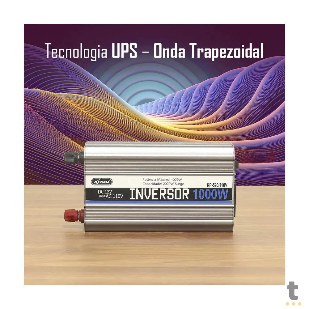 Conversor Inversor de Tensão Veicular 1000w 12v p/ 110v Knup - KP-590 Truedata