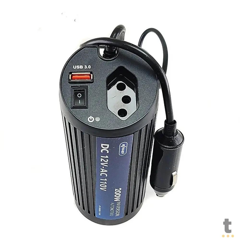 Conversor Inversor de Tensão Veicular 200w 12v p/ 110V Knup - KP-IN902-110V Truedata