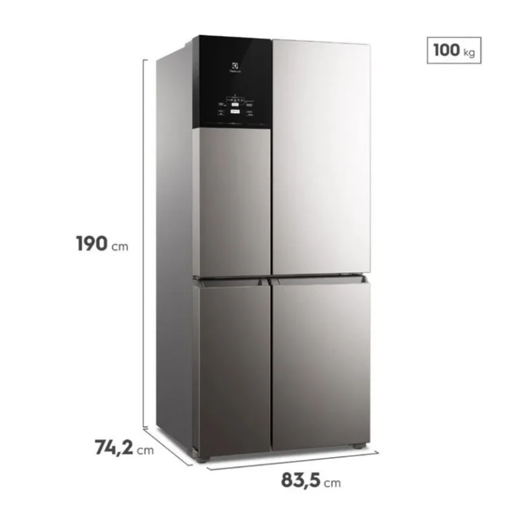 Geladeira Duplex Frost Free Inverter 581L FlexiSpace 4 Portas IQ8S 127V Cinza - Electrolux