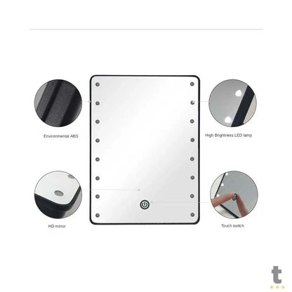 Espelho de Mesa Para Maquiagem Com 16 Luzes de Led Reguláveis Truedata