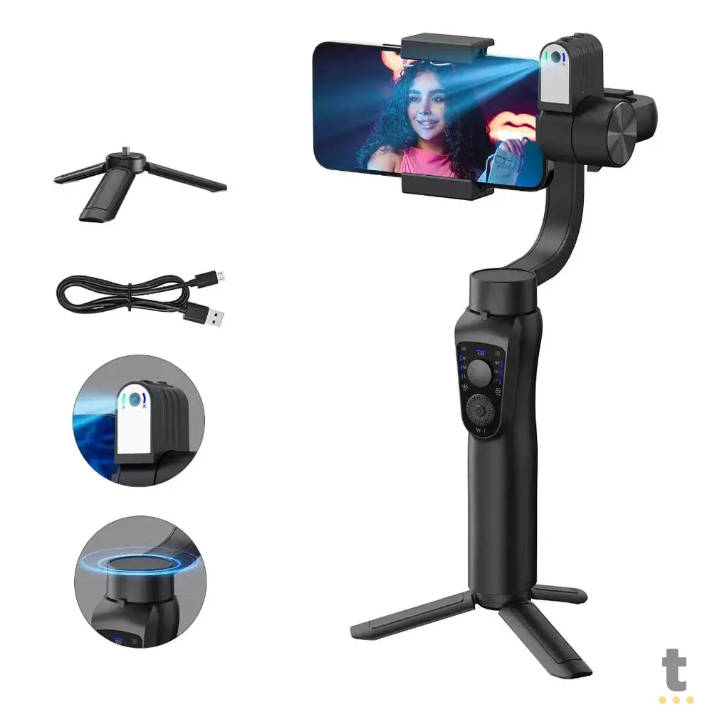 Estabilizador Gimbal para Celular C/ Rastreamento de Rosto P/ Videos aGold - SLF-10 Truedata