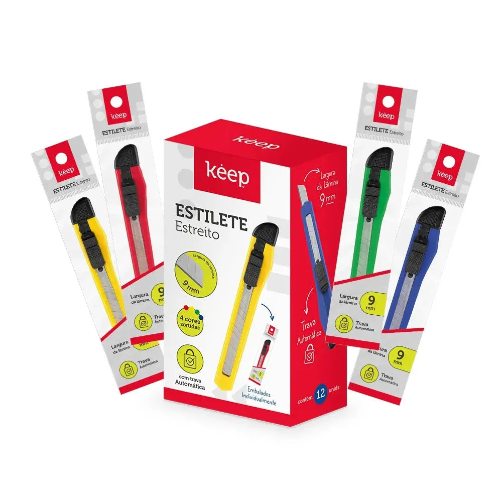 Estilete Estreito Keep c/ Trava Multi Cores - EI170 Truedata