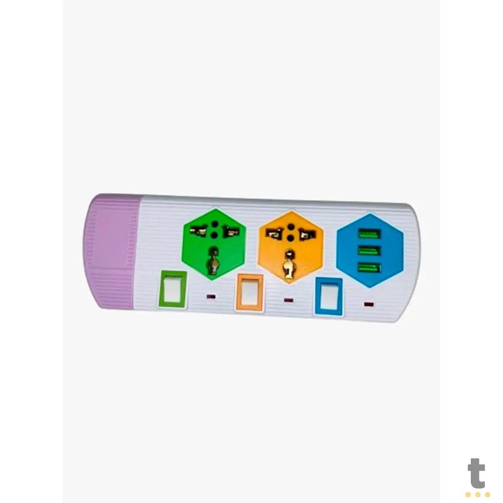 Extensão C/ 2 Tomadas Padrão Universal + 3 Portas USB Leon - PX-853U Truedata