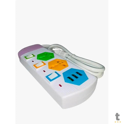 Extensão C/ 2 Tomadas Padrão Universal + 3 Portas USB Leon - PX-853U Truedata