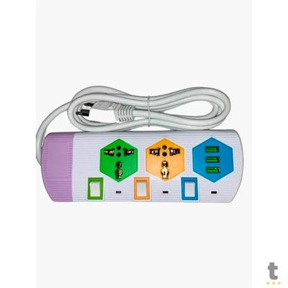 Extensão C/ 2 Tomadas Padrão Universal + 3 Portas USB Leon - PX-853U Truedata