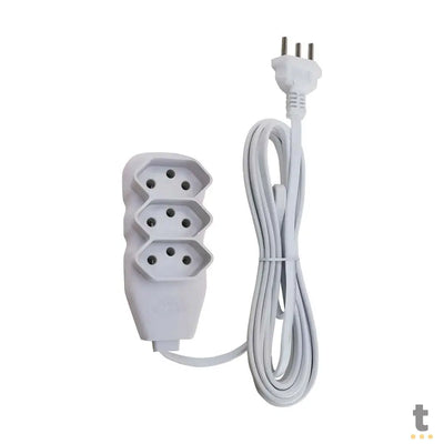 Extensão Elétrica 3 Tomadas Bivolt Branca - 4013 1.5M