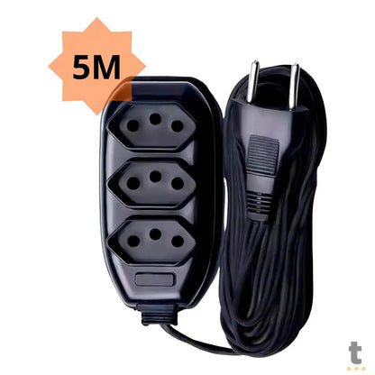 Extensão Elétrica 3 Tomadas Preta 5mts Truedata