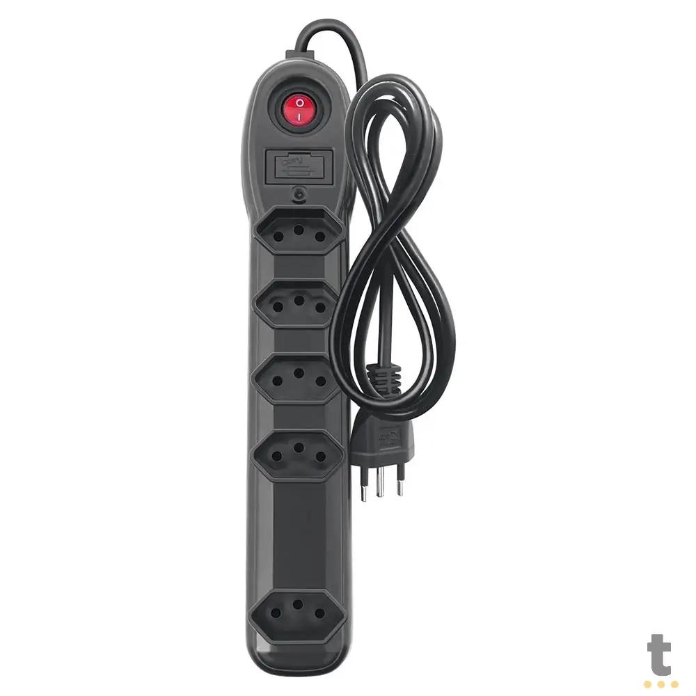 Filtro De Linha 5 Tomadas Megatron Bivolt 1m Preto - 300059 Truedata